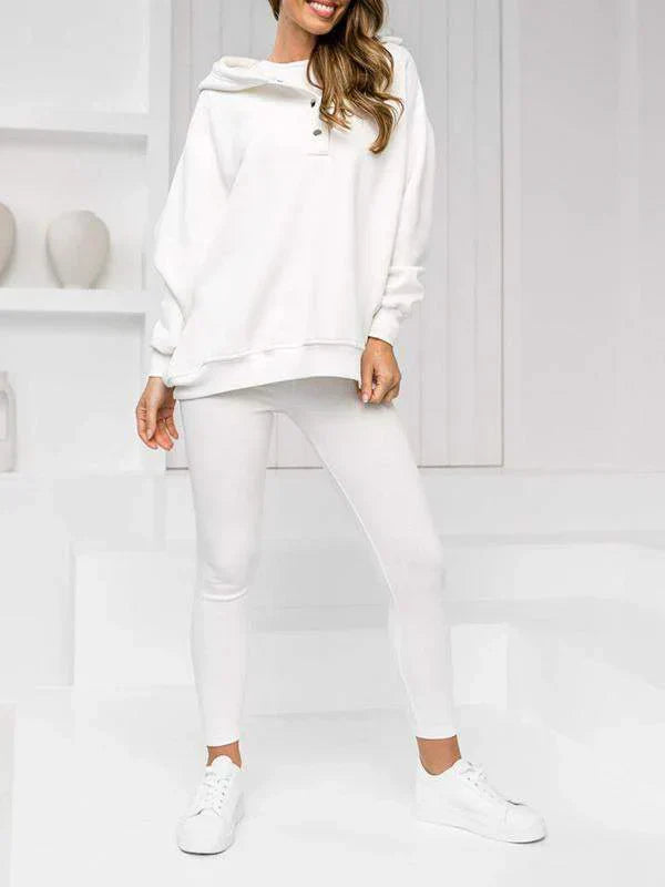 Rydelle | Dames 3-Delige Hoodie Set – Casual Hoodie met Knopen, Tanktop en Legging