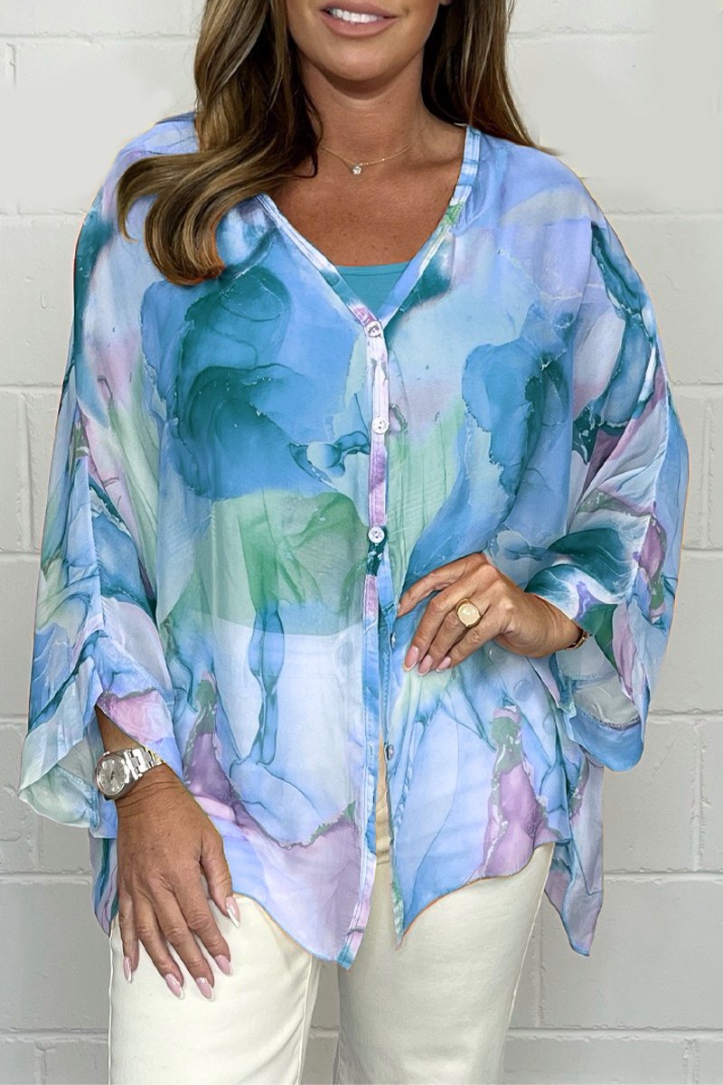 Maria | Zomerblouse voor dames – Lichtgewicht chiffonblouse met bloemenprint