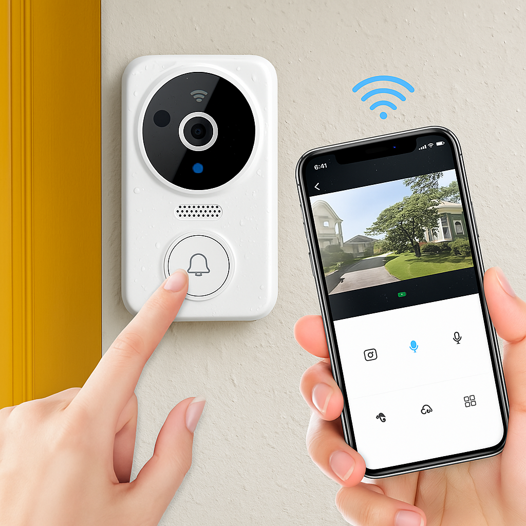 Knockly | Draadloze slimme videodeurbel met bewegingsdetectie – wifi-camera, tweewegcommunicatie, nachtzicht