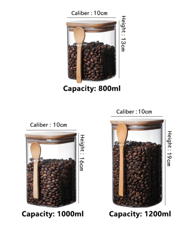 BamJar | Keukenbewaarbox met Bamboe Deksel & Lepel, Luchtdichte Container voor Koffie, Suiker