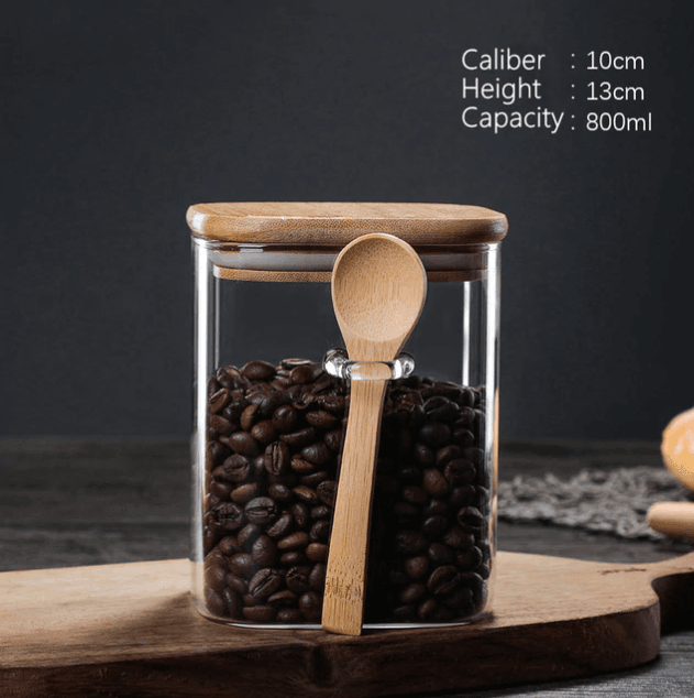 BamJar | Keukenbewaarbox met Bamboe Deksel & Lepel, Luchtdichte Container voor Koffie, Suiker