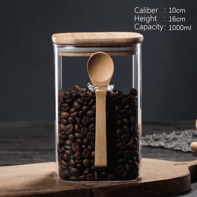 BamJar | Keukenbewaarbox met Bamboe Deksel & Lepel, Luchtdichte Container voor Koffie, Suiker