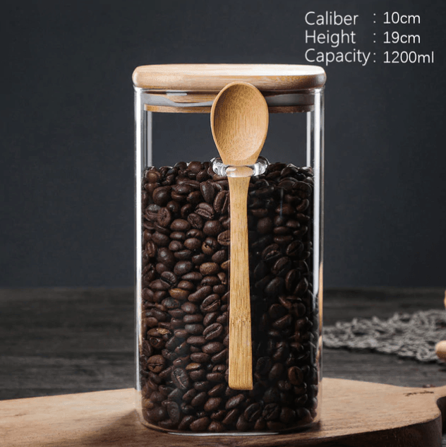BamJar | Keukenbewaarbox met Bamboe Deksel & Lepel, Luchtdichte Container voor Koffie, Suiker