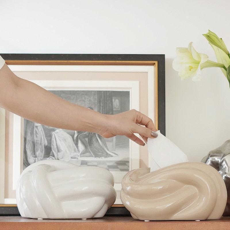 KnotHold | Luxe geknoopte Keramische Tissue Box - Moderne Decoratieve Tissuehouder