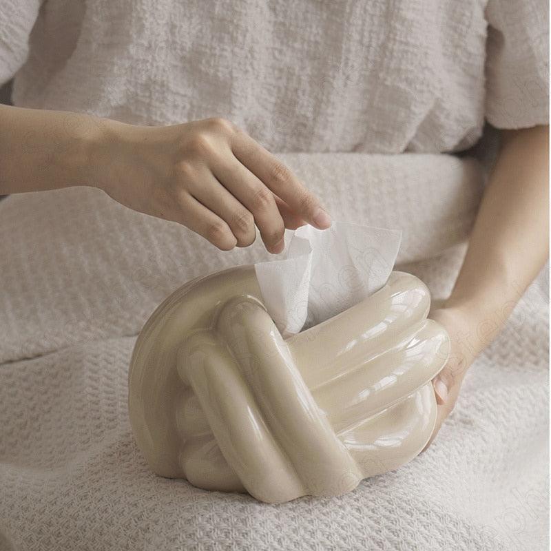 KnotHold | Luxe geknoopte Keramische Tissue Box - Moderne Decoratieve Tissuehouder