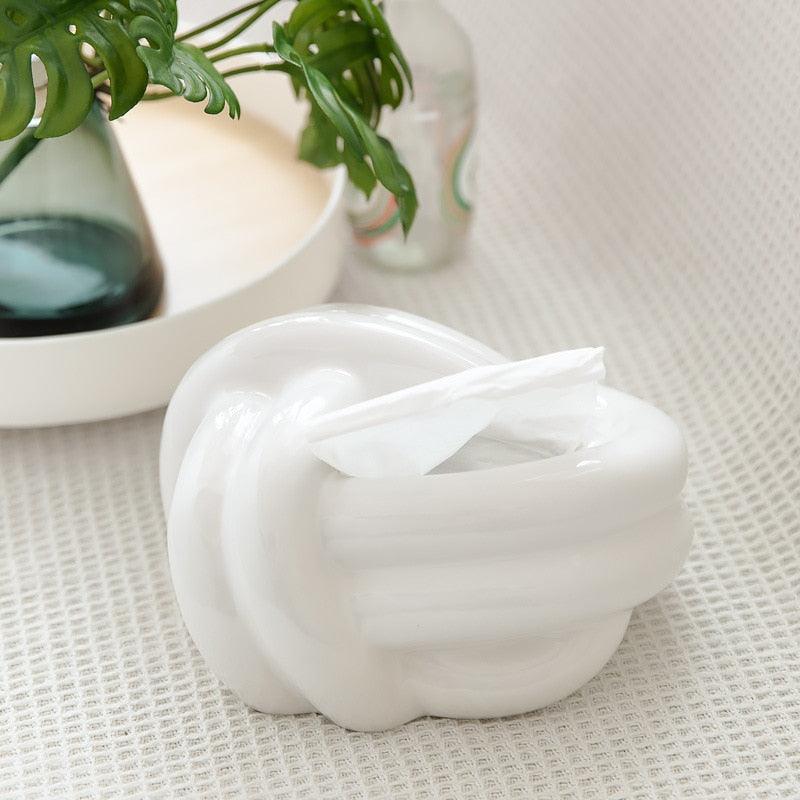 KnotHold | Luxe geknoopte Keramische Tissue Box - Moderne Decoratieve Tissuehouder