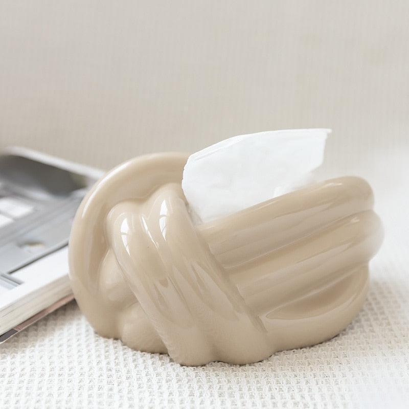 KnotHold | Luxe geknoopte Keramische Tissue Box - Moderne Decoratieve Tissuehouder