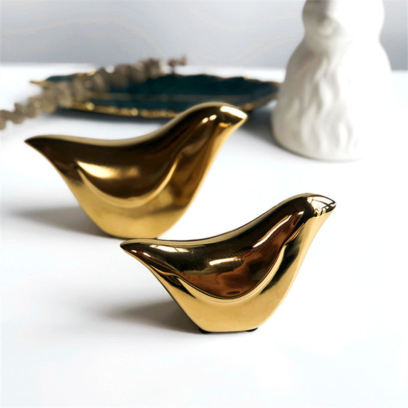 DazzleChirp | Elegante gouden keramische vogelbeeldjes