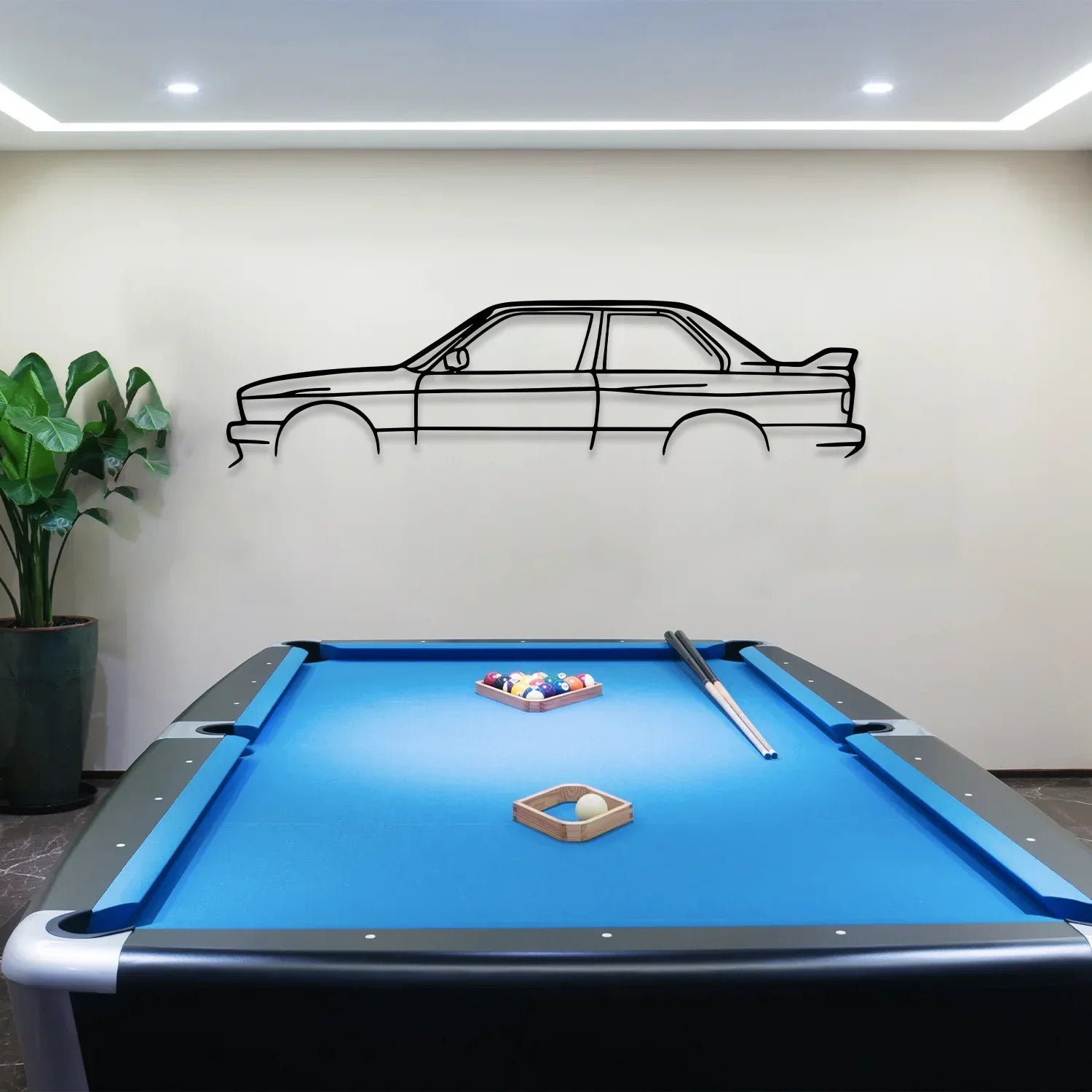 SteelRide | M3 Metalen Auto Muurkunst - Lasergesneden Stalen Auto Silhouet Muurdecoratie