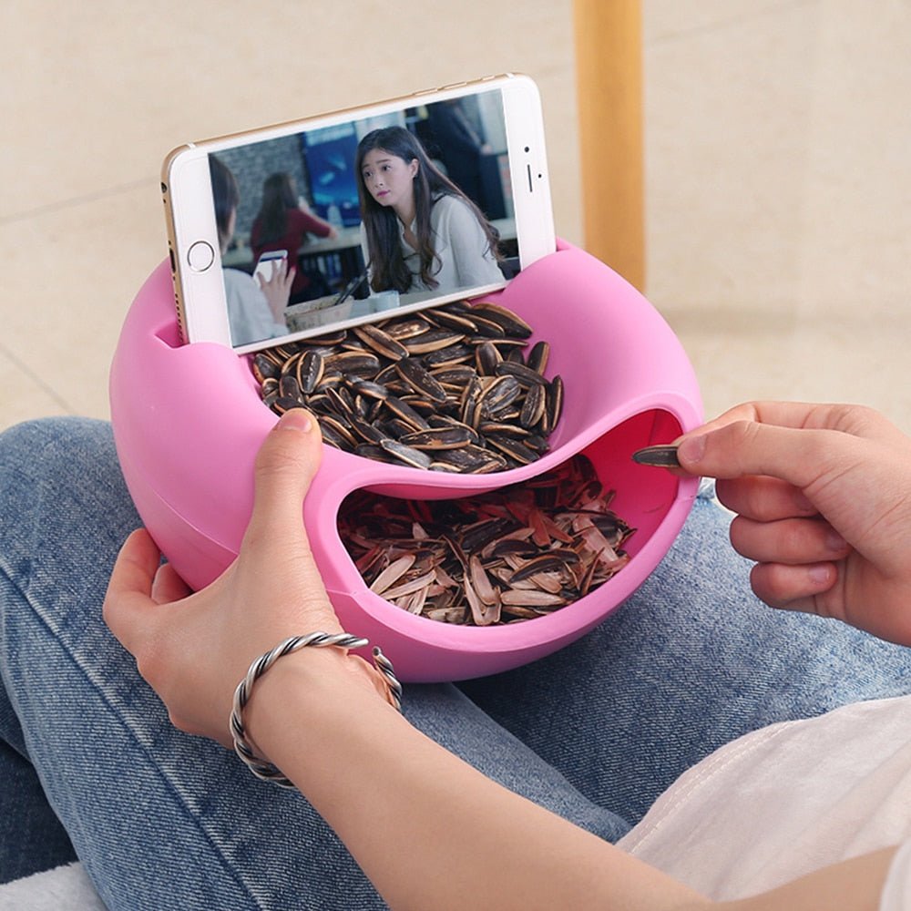 ChompDock | 2-in-1 snackschaal met telefoonhouder - Smart Couch snackschaal