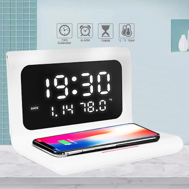 VoltEase | Slimme 3-in-1 draadloze oplader – Snel opladen met 10 W en LED-display
