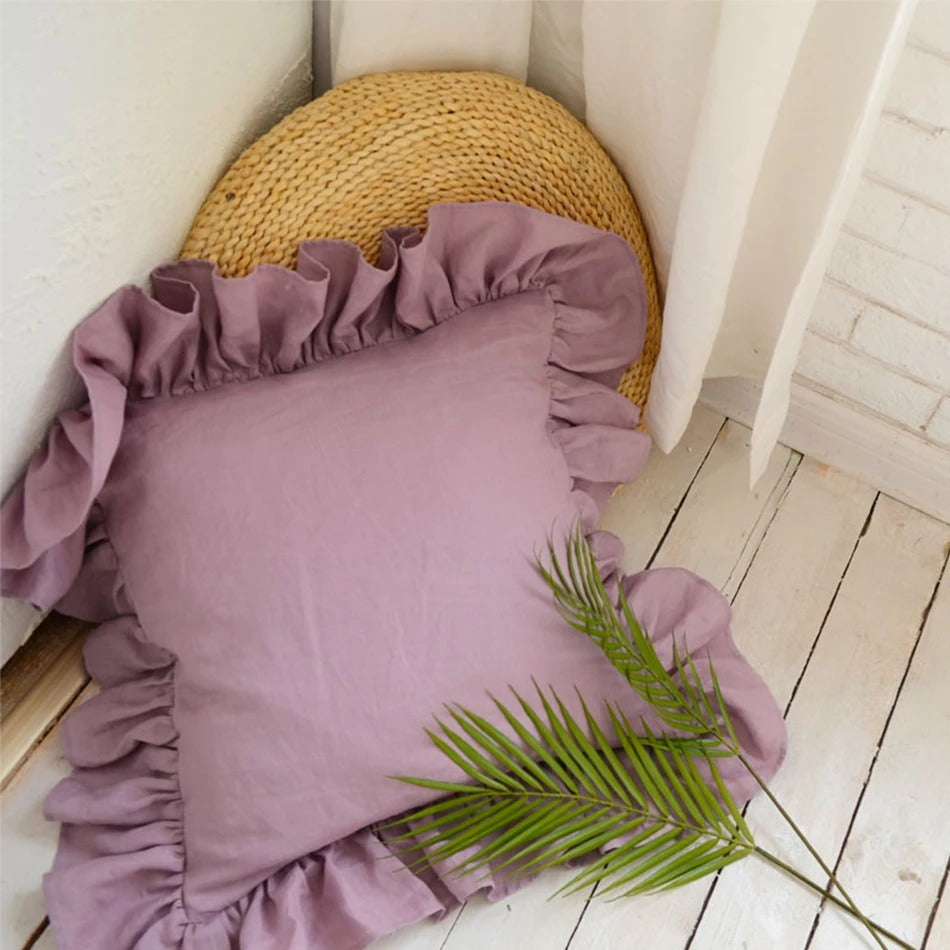 RuffleRest | Puur linnen kussenhoes met ruches - Zacht, comfortabel & elegant Home Decor