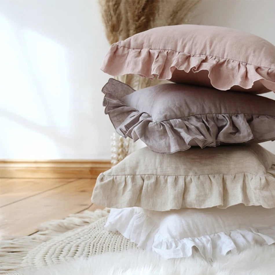 RuffleRest | Puur linnen kussenhoes met ruches - Zacht, comfortabel & elegant Home Decor