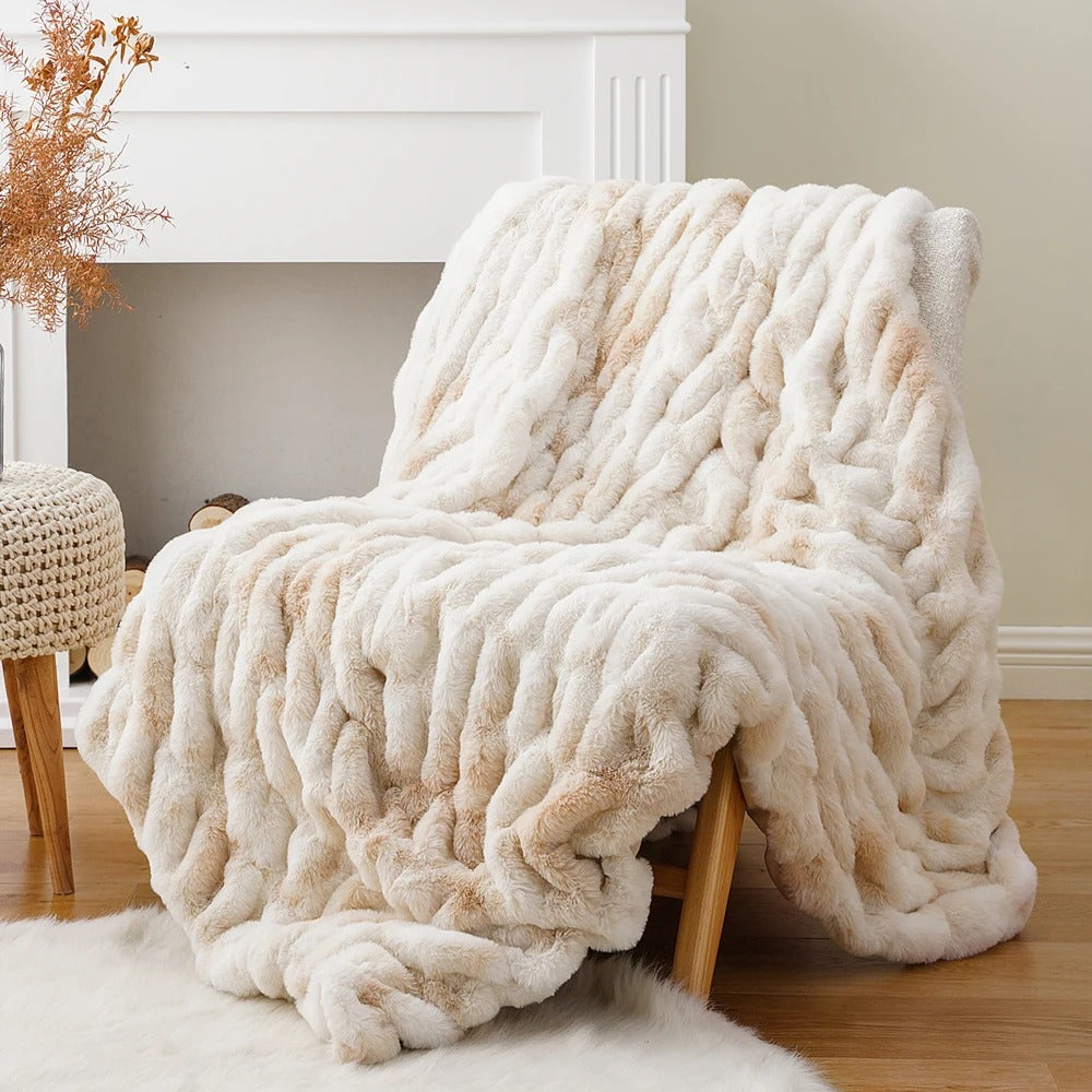 Velvish | Luxe Faux Konijnenbont Deken - Zacht Pluche Decoratief Dekbed en Beddeken, Knusse Winterwarmte