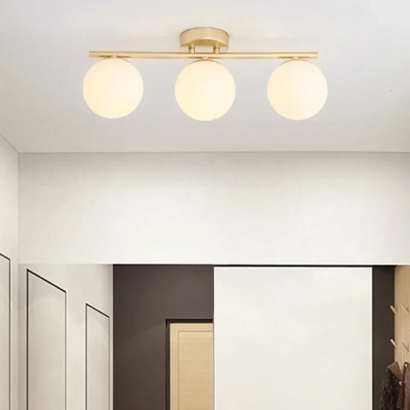 LumiSphere | LED glazen bol plafondlamp - Elegant Scandinavisch design, moderne witte hanglamp voor woonkamer, slaapkamer of keuken