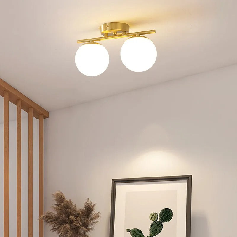 LumiSphere | LED glazen bol plafondlamp - Elegant Scandinavisch design, moderne witte hanglamp voor woonkamer, slaapkamer of keuken