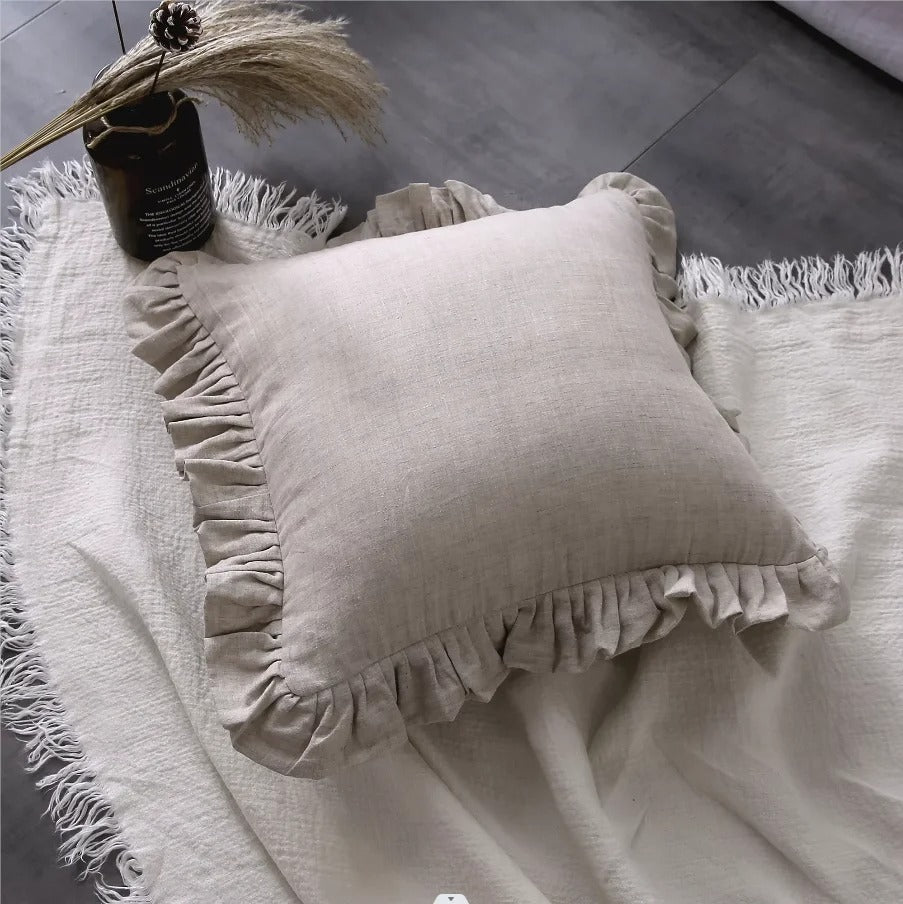 RuffleRest | Puur linnen kussenhoes met ruches - Zacht, comfortabel & elegant Home Decor