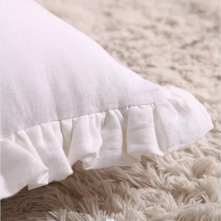 RuffleRest | Puur linnen kussenhoes met ruches - Zacht, comfortabel & elegant Home Decor