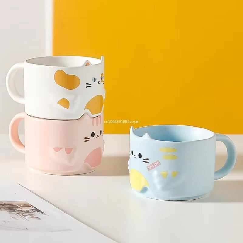 WhiskerSip | Keramische Kattenmok - 300 ml Schattige Koffie- & Theekop voor Kattenliefhebbers