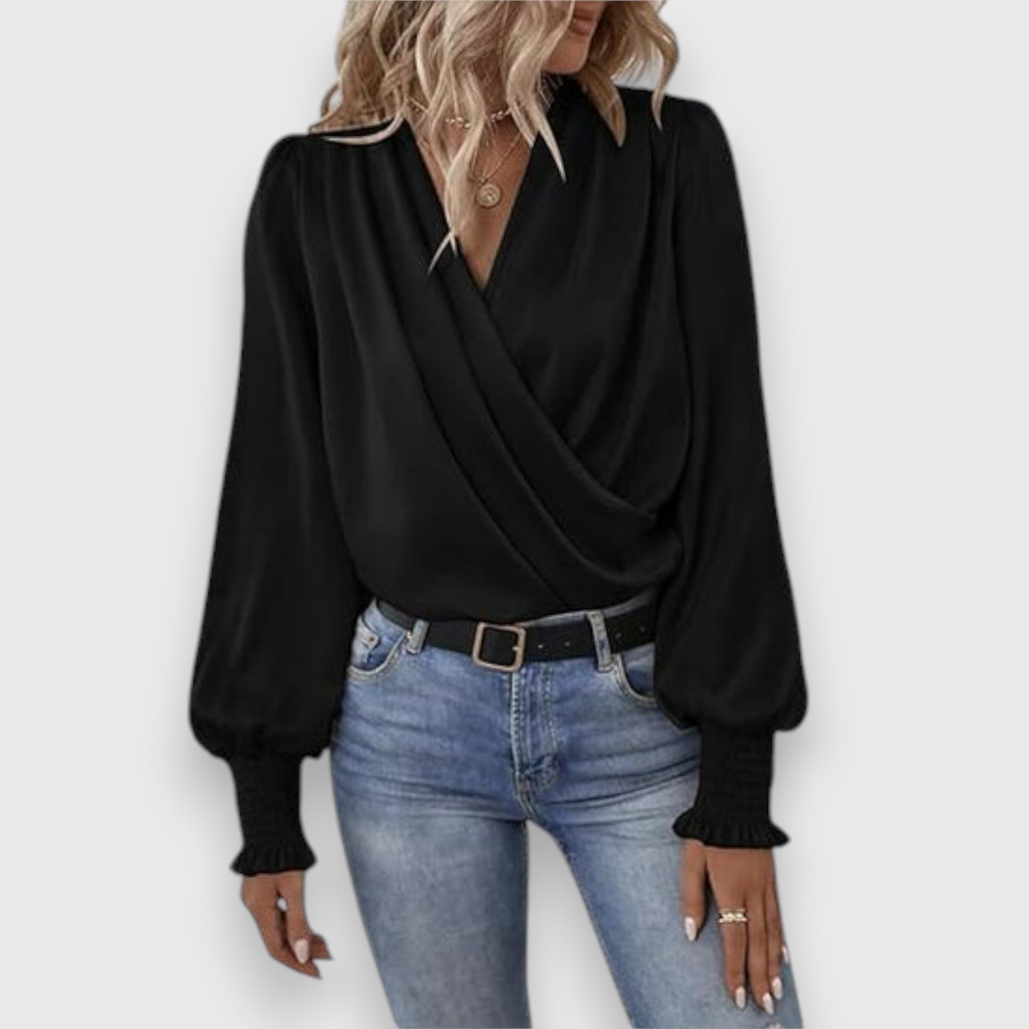 Cirelle | Moderne wikkelblouse voor dames – Elegante blouse met strik in de taille