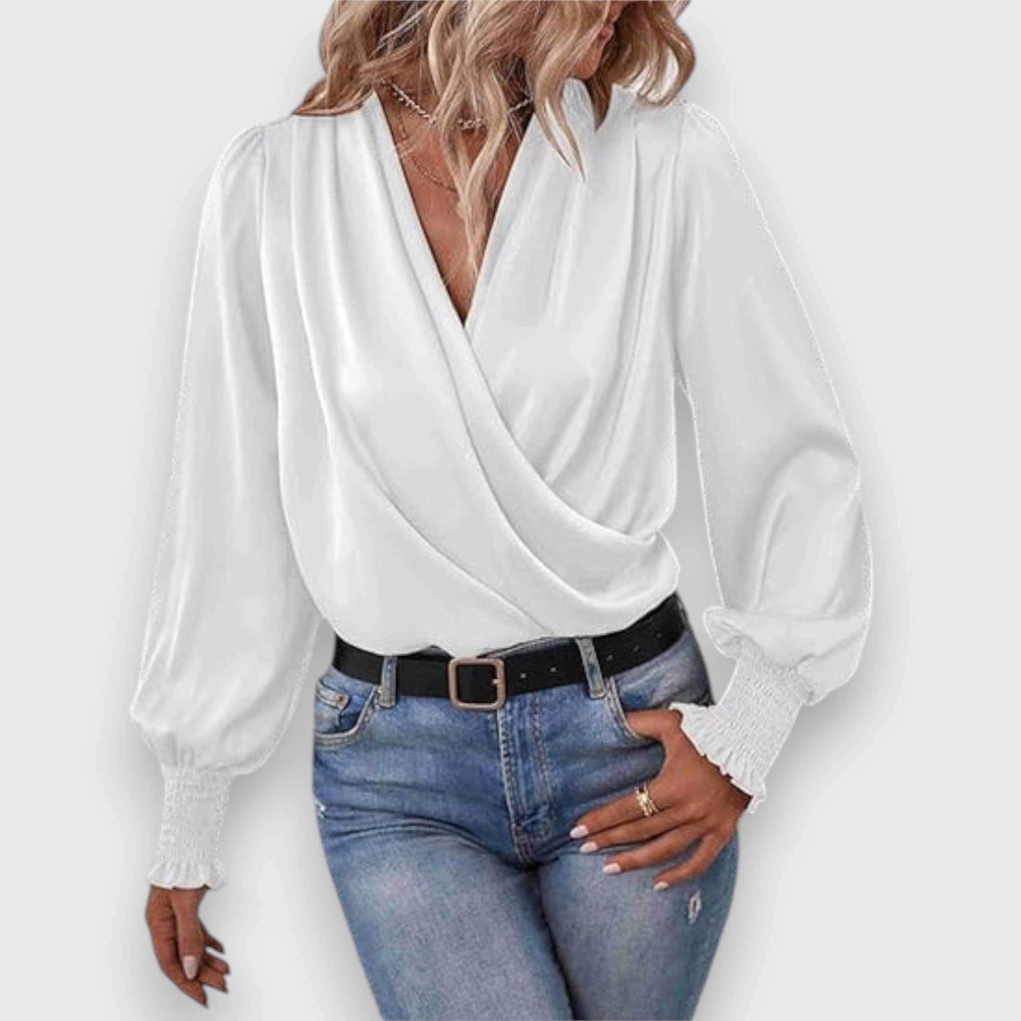 Cirelle | Moderne wikkelblouse voor dames – Elegante blouse met strik in de taille