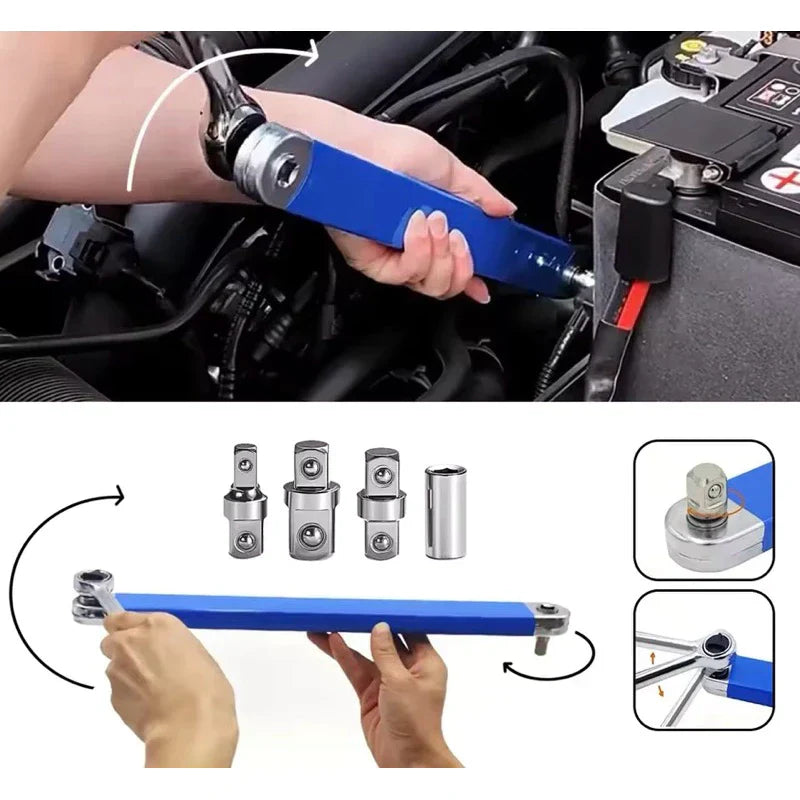 TorqueReach | Zware lange verlengmoersleutel met offset - klein bereik, hoog koppel