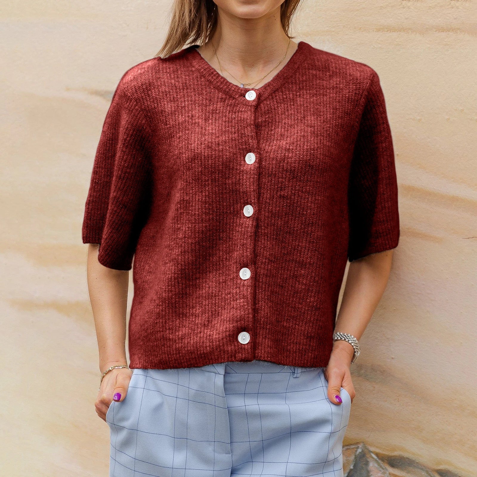 Zylenna | Cardigan met Korte Mouwen – Lichtgewicht Gebreide Top, Voor Casual & Smart-Casual