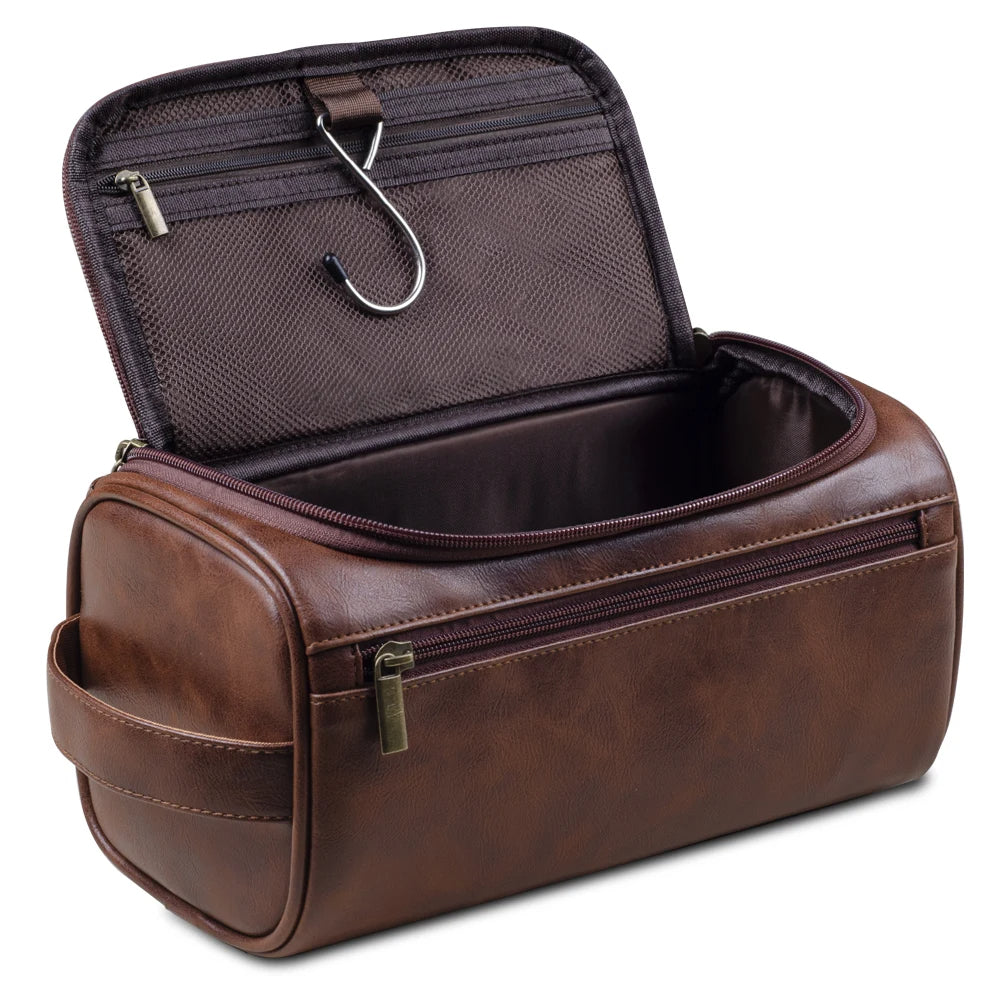 Travaro | Premium Leren Toilettas voor Mannen - Waterdichte Reis Dopp Kit