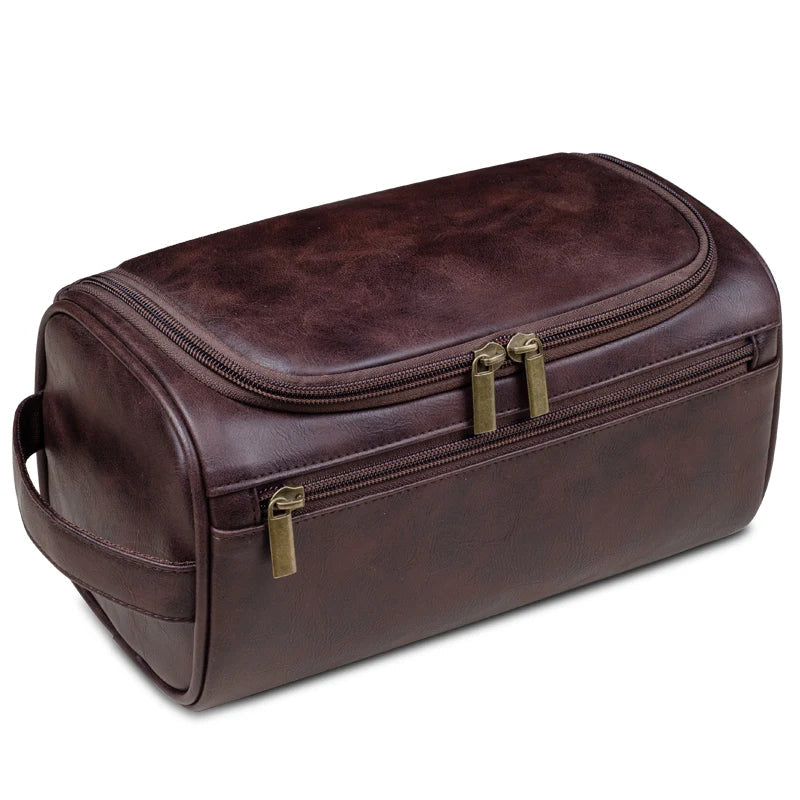 Travaro | Premium Leren Toilettas voor Mannen - Waterdichte Reis Dopp Kit