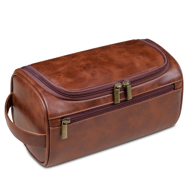 Travaro | Premium Leren Toilettas voor Mannen - Waterdichte Reis Dopp Kit