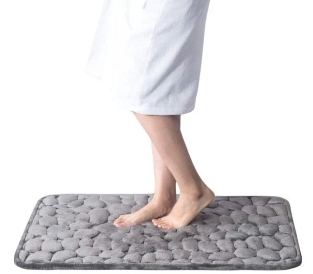 CobbleMat | Antislip PVC Badmat met keienontwerp - Sneldrogende, Zachte & Duurzame Badkamermat