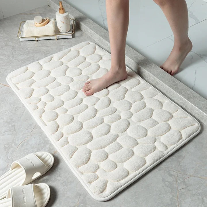 CobbleMat | Antislip PVC Badmat met keienontwerp - Sneldrogende, Zachte & Duurzame Badkamermat