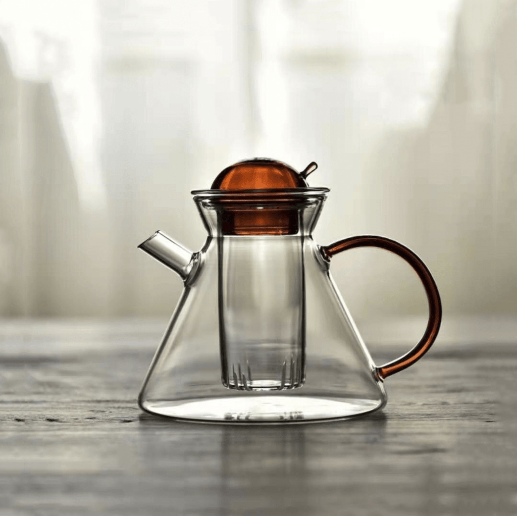 ClearBrew | Creatieve glazen theepot en kop - elegant hittebestendig glas voor het zetten van losse theeblaadjes, minimalistisch ontwerp