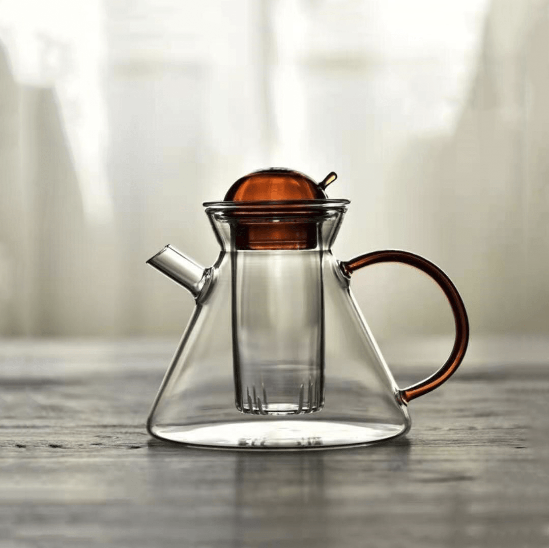 ClearBrew | Creatieve glazen theepot en kop - elegant hittebestendig glas voor het zetten van losse theeblaadjes, minimalistisch ontwerp