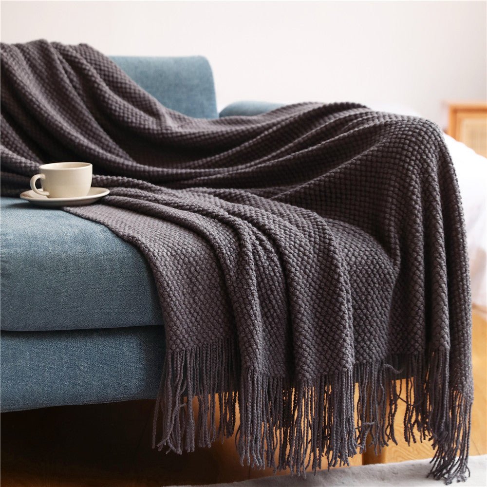 SkandiBlanket | Nordic gebreide deken – gezellige, zachte en warme plaid voor op bed, bank of in de woonkamer