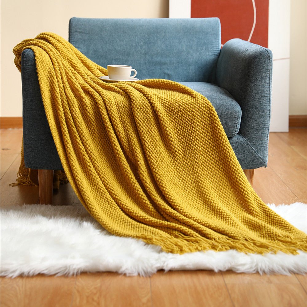 SkandiBlanket | Nordic gebreide deken – gezellige, zachte en warme plaid voor op bed, bank of in de woonkamer