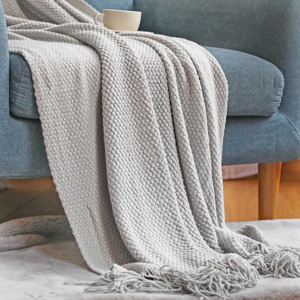 SkandiBlanket | Nordic gebreide deken – gezellige, zachte en warme plaid voor op bed, bank of in de woonkamer