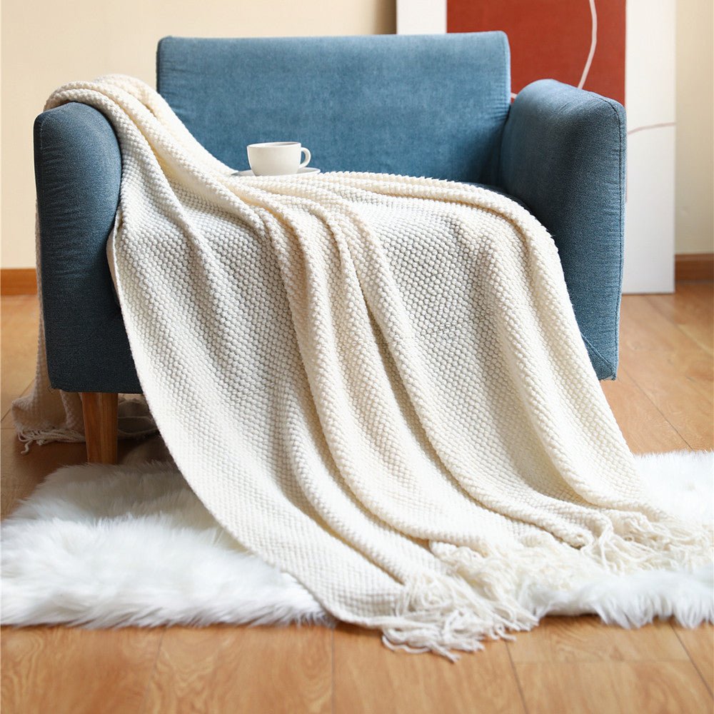 SkandiBlanket | Nordic gebreide deken – gezellige, zachte en warme plaid voor op bed, bank of in de woonkamer
