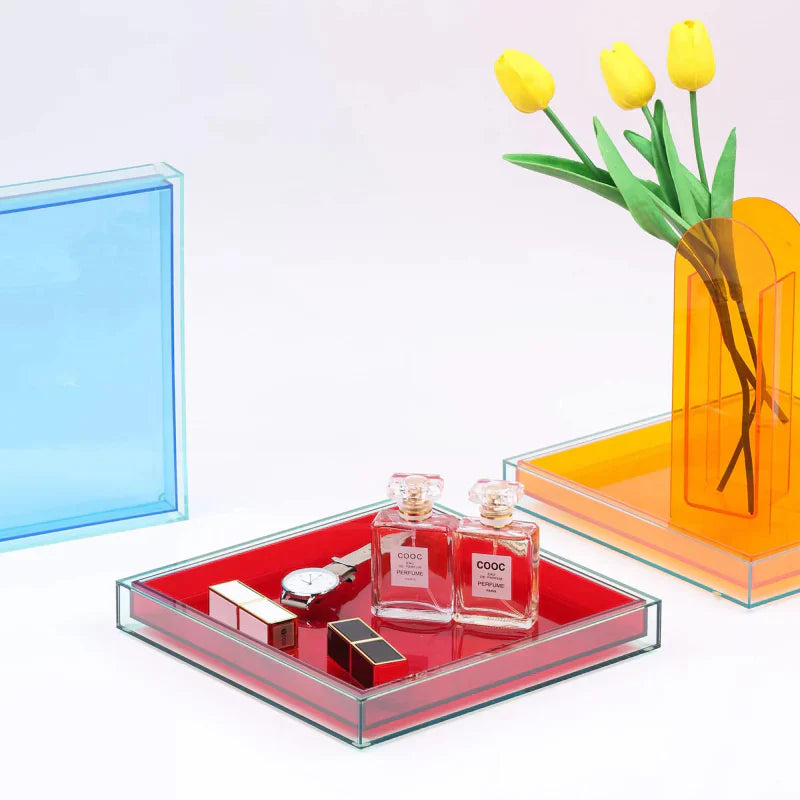 NeonTray | Acryl accessoirebakje – Levendige neon decoratieve organizer voor sieraden, sleutels en moderne Woondecoratie