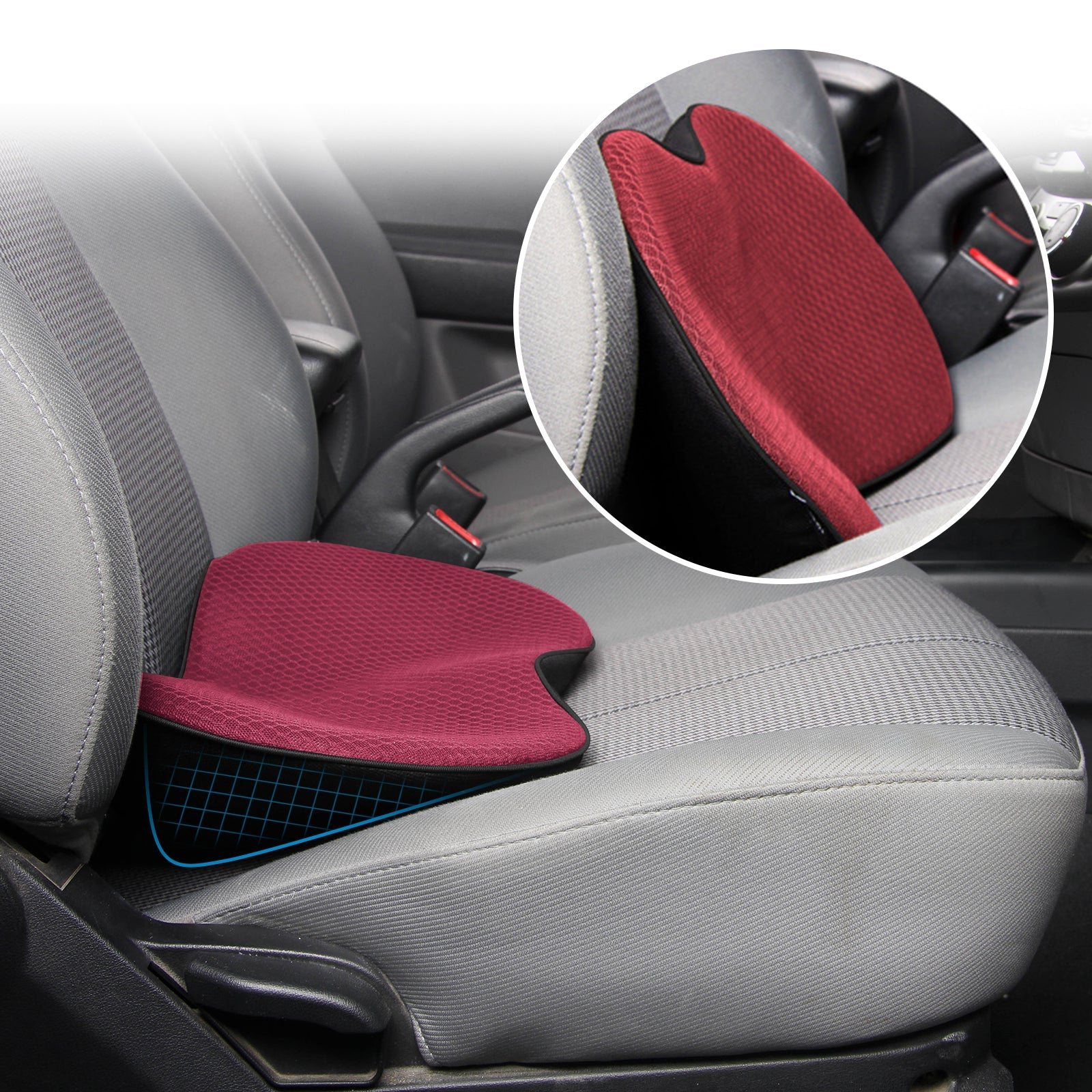 AutoRelief | Orthopedisch autostoelkussen voor volwassenen, lendensteun, traagschuim, reizen & comfort