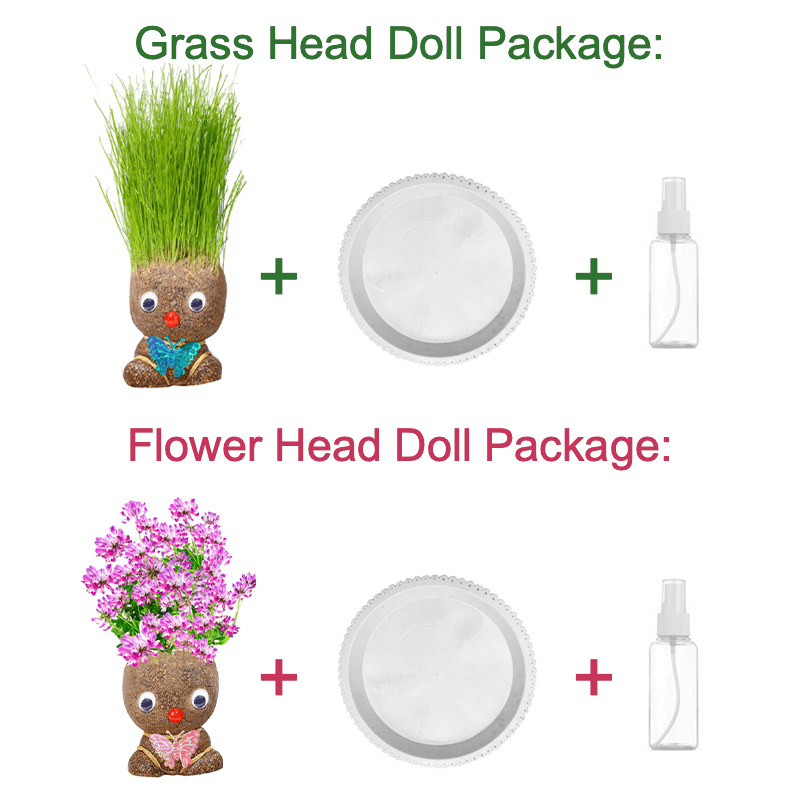 Sprouty | Grashoofd pop - kweekset voor haarplanten, leuk tuiniersspeelgoed