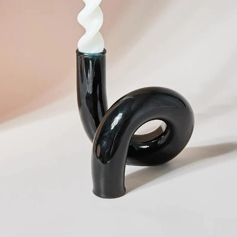 VividTwist | Gedraaide Glazen Kandelaarhouder - Levendige Kleur, Artistiek Woondecor