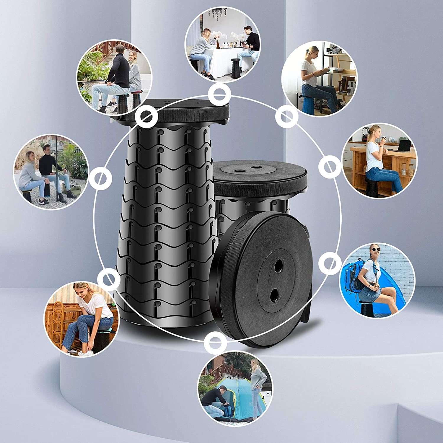 PackSit | Opvouwbare kruk – Draagbare zitplaats voor kamperen, vissen en wandelen, met verstelbare hoogte