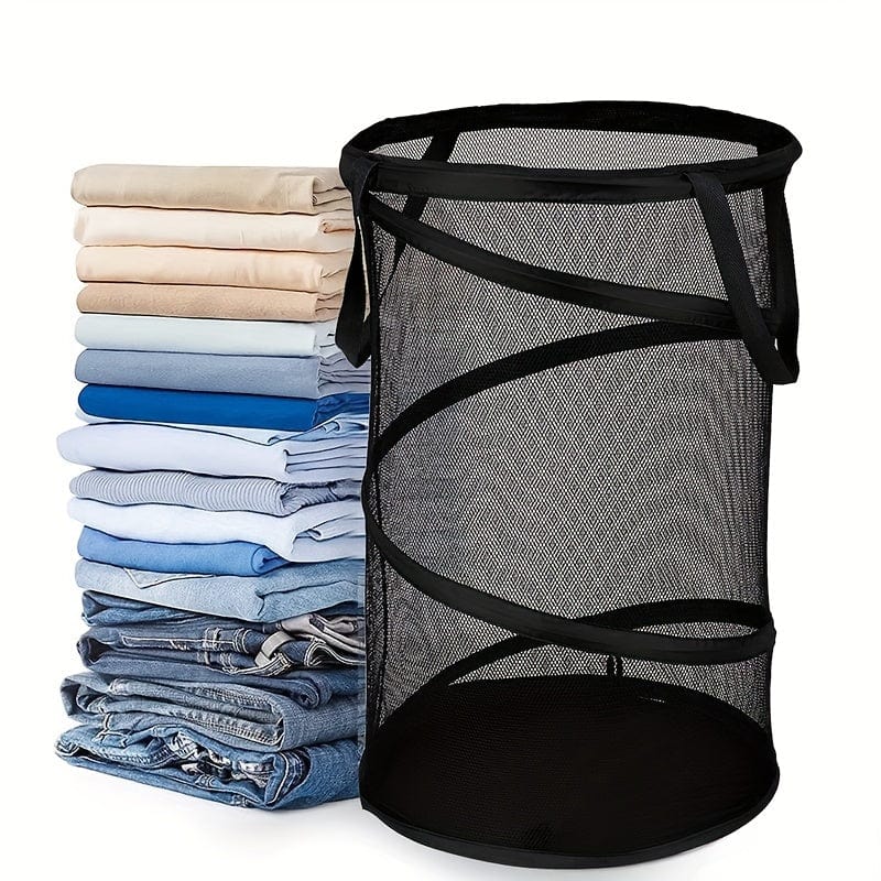FlexHamper | Opvouwbare wasmand van gaas, draagbaar en ruimtebesparend