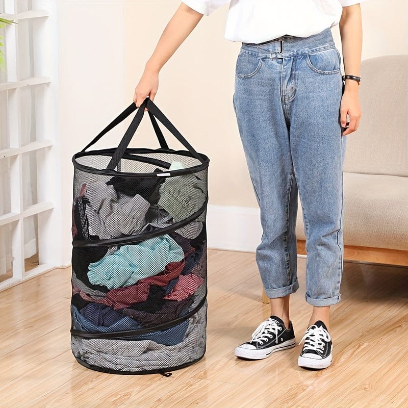 FlexHamper | Opvouwbare wasmand van gaas, draagbaar en ruimtebesparend