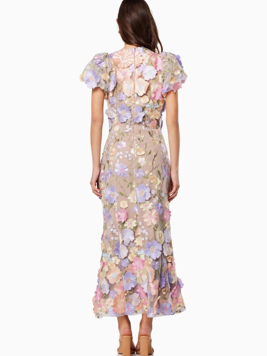Avalyra | Bloemen dames maxi jurk – Elegante lange jurk met korte mouwen