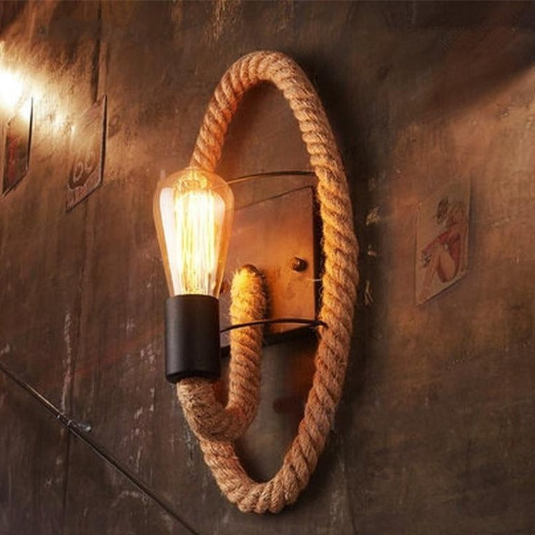 VintageTwine | Vintage Touw Wandlamp - Industriële Stijl Ijzer & Touw Ontwerp