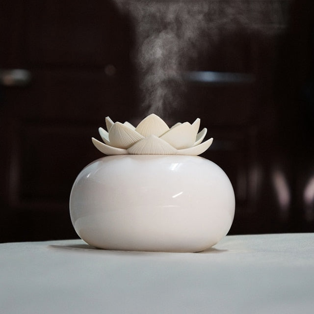 Lotiscent | Lotus Aroma Luchtbevochtiger in Keramiek - Aromatherapie Diffuser & Luchtbevochtiger in Lotus-vorm
