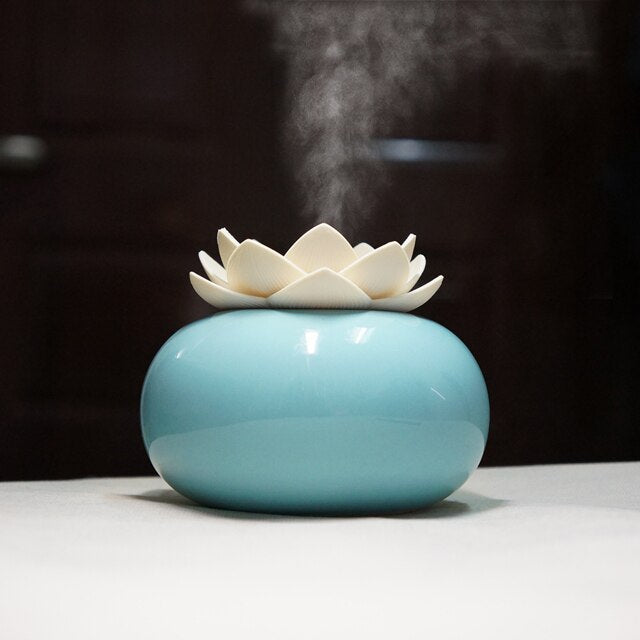 Lotiscent | Lotus Aroma Luchtbevochtiger in Keramiek - Aromatherapie Diffuser & Luchtbevochtiger in Lotus-vorm