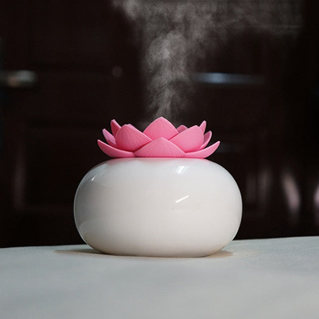 Lotiscent | Lotus Aroma Luchtbevochtiger in Keramiek - Aromatherapie Diffuser & Luchtbevochtiger in Lotus-vorm